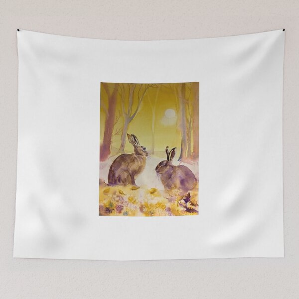 Item preview, Through Thick and Thin: Watercolour Painting of Hares in Winter designed and sold by Double Dutch Designs.