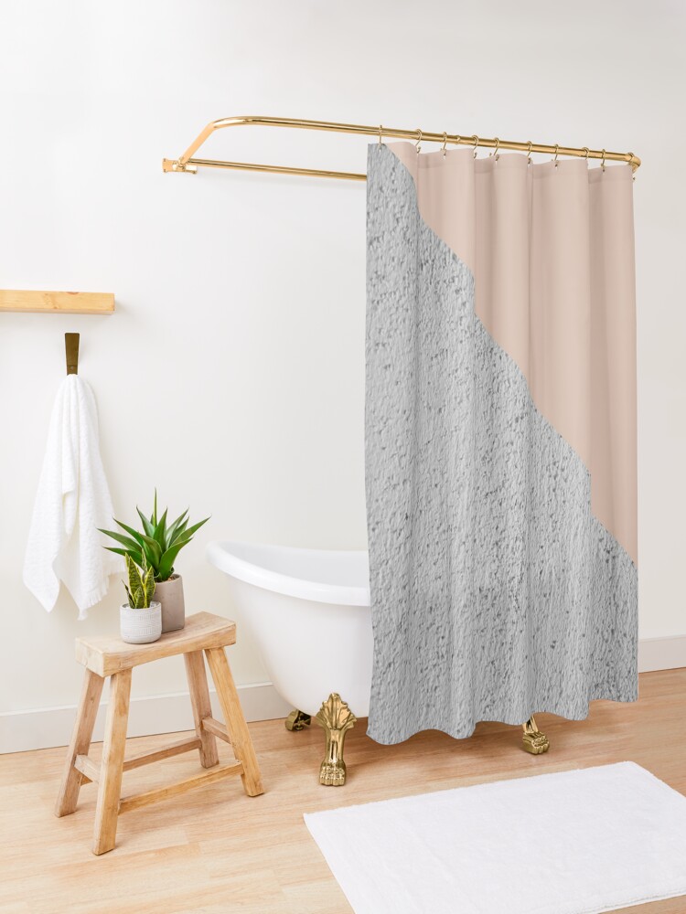 Concrete vs Nude Pink Diagonal Shower Curtain by ARTbyJWP | Society6