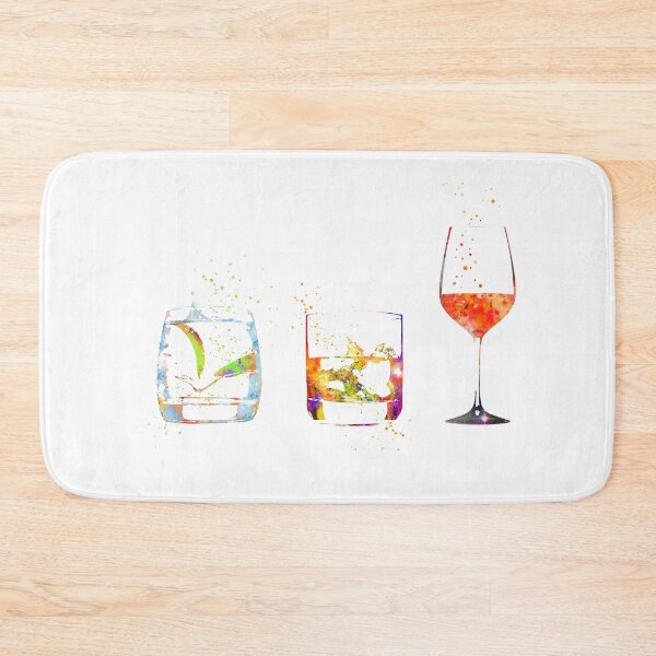 Item preview, Glass of gin, glass of wine, glass of whiskey,  bar art, kitchen art designed and sold by Rosaliartbook.