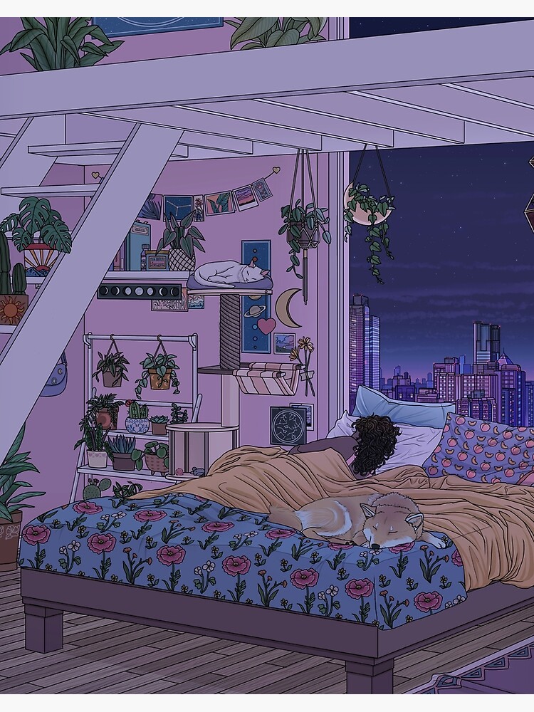 Thumbnail 2 von 2, Galeriedruck, Süße Träume - Nacht designt und verkauft von kelseydraws.