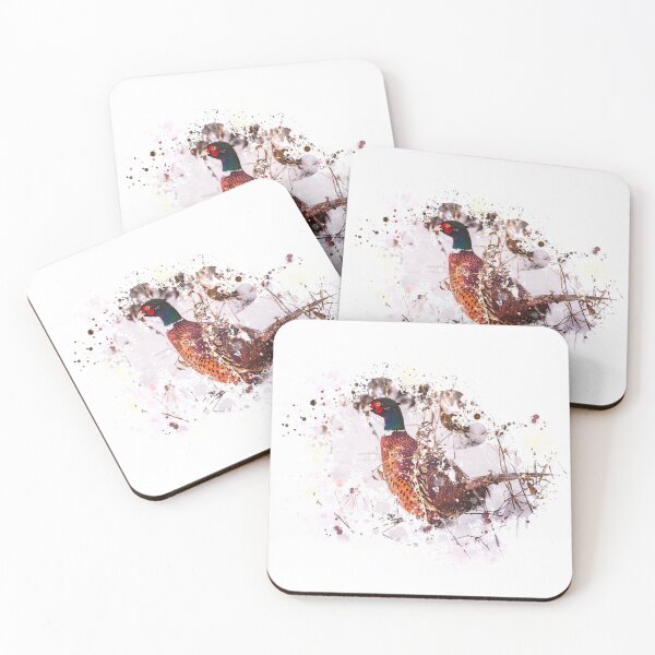 Item preview, Watercolor style photo of wild pheasant on snow designed and sold by Jelena Slijepcevic.