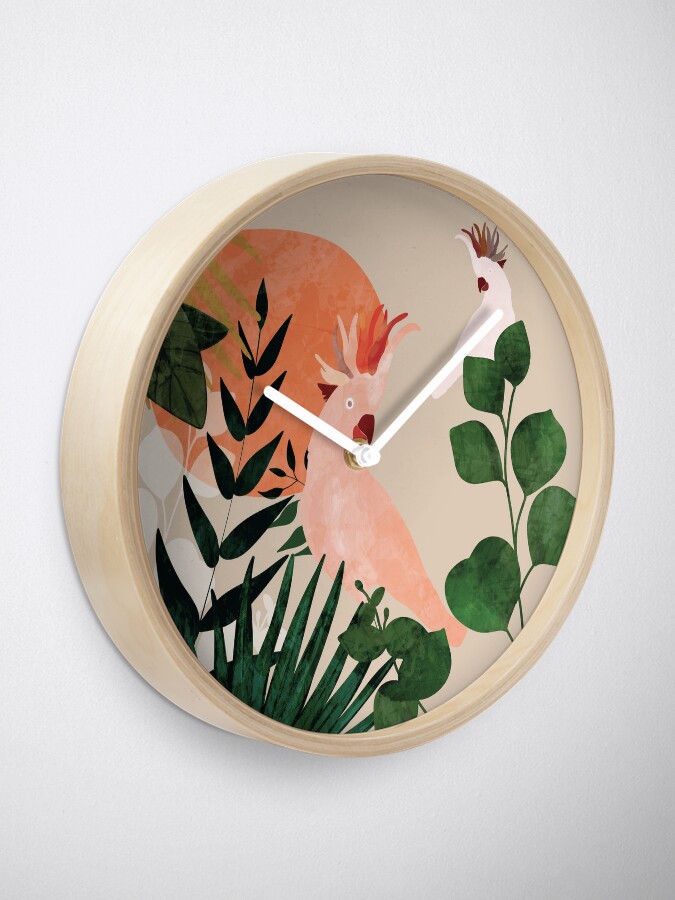 Alternate view of Cockatoo jungle modern Clock