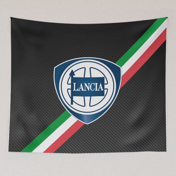 Item preview, Lancia Italy Stripes on Carbon Fiber Poster – Classic Italian Racing Art designed and sold by Road To Track.