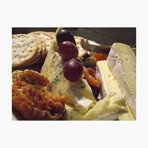 wine, walnuts, cheese and fruit Photographic Print