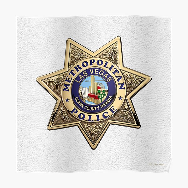 Las Vegas Metropolitan Police Department - LVMPD Badge over White Leather Poster