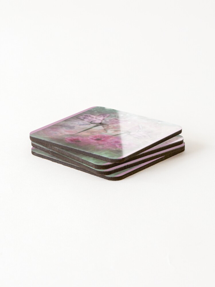 Thumbnail 4 of 5, Coasters (Set of 4), Roses and Ranunculus designed and sold by CarolM.