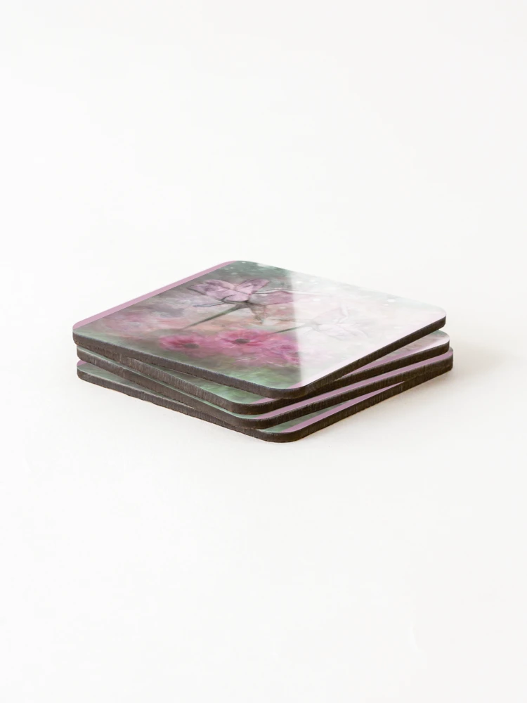 Thumbnail 4 of 5, Coasters (Set of 4), Roses and Ranunculus designed and sold by CarolM.