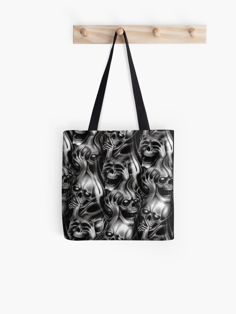 see no evil hear no evil speak no evil skulls pattern | Tote Bag