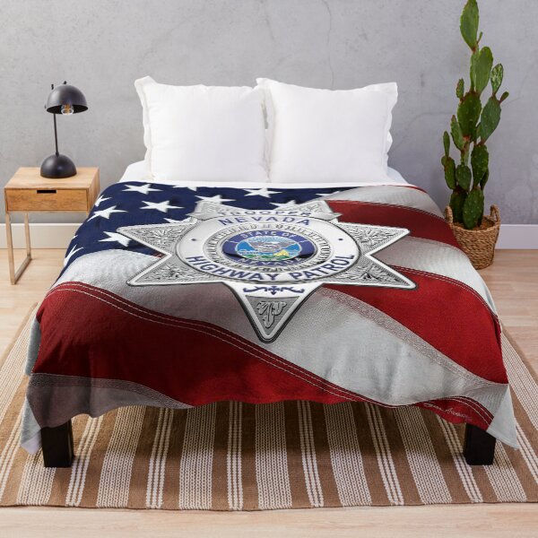 Item preview, Nevada Highway Patrol - NHP Trooper Badge over American Flag designed and sold by Serge Averbukh Art Studio.