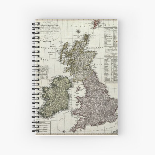 Antique Map of the British Isles Spiral Notebook