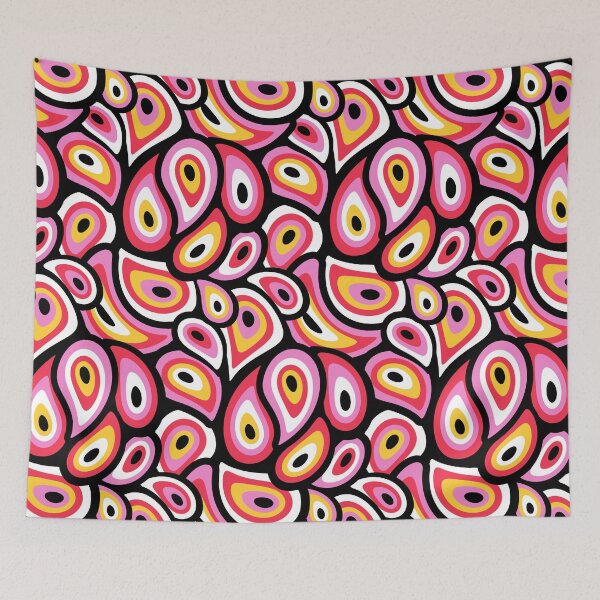 Item preview, Mid Century Modern Paisley - Salmon Rose, Pink, Yellow, Black and White designed and sold by Elsy's Art.