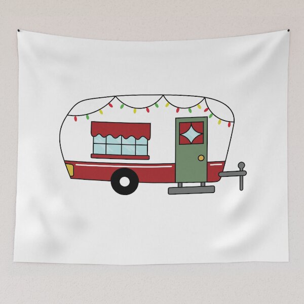 Item preview, Red and Green Camper with Christmas Lights designed and sold by elmma design.