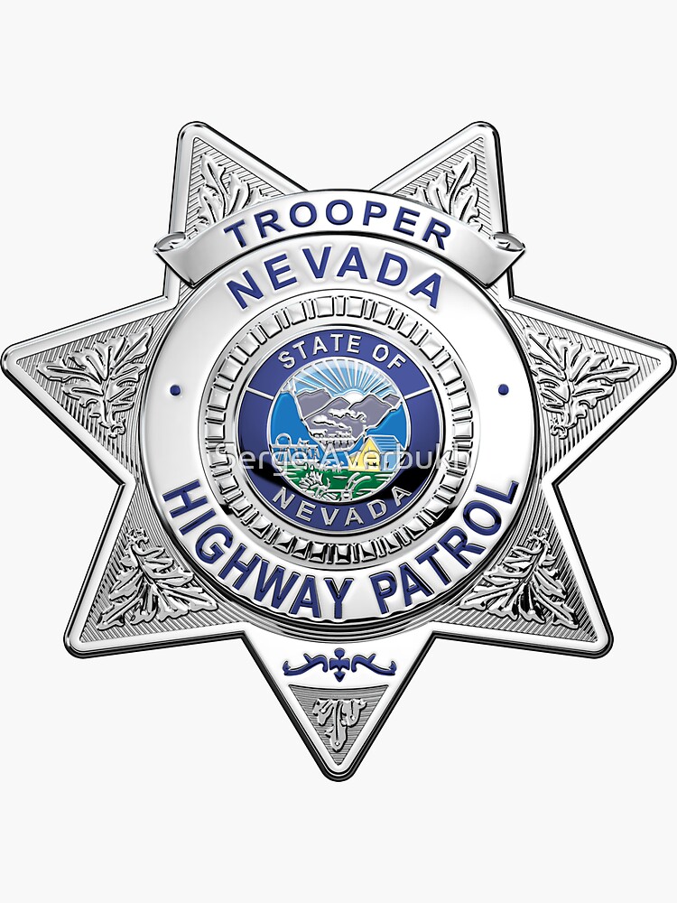 Nevada Highway Patrol Nhp Trooper Badge Over White Leather Sticker