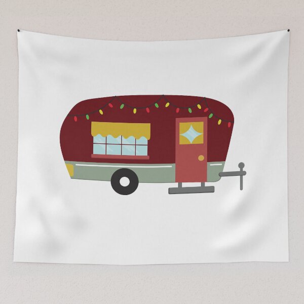 Item preview, Red and Green Camper with Christmas Lights designed and sold by elmma design.
