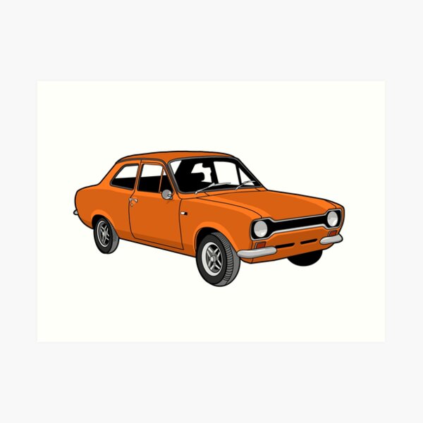 FORD ESCORT Mk1 MEXICO POSTER Car Silhouette A4 A3 A2 Art Print