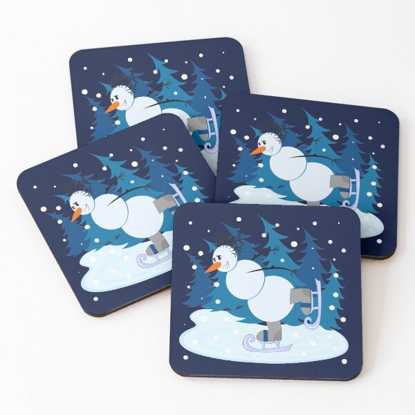 Item preview, Snowman Among Blue Christmas Trees Skates Retro designed and sold by Magazin-Brenda.