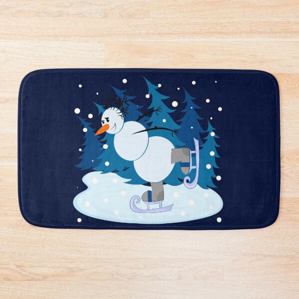 Item preview, Snowman Among Blue Christmas Trees Skates Retro designed and sold by Magazin-Brenda.