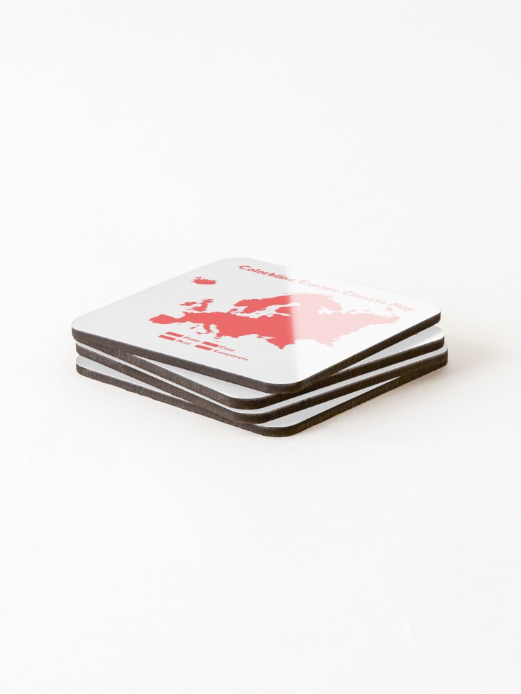 Thumbnail 4 of 5, Coasters (Set of 4), Colorblind Europe Climate Map designed and sold by InVisibleColors.