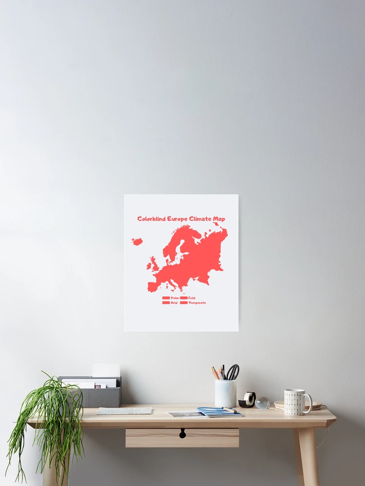 Thumbnail 2 of 3, Poster, Colorblind Europe Climate Map designed and sold by InVisibleColors.