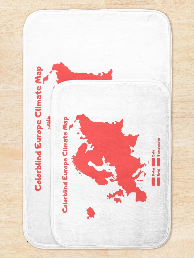 Thumbnail 5 of 6, Bath Mat, Colorblind Europe Climate Map designed and sold by InVisibleColors.
