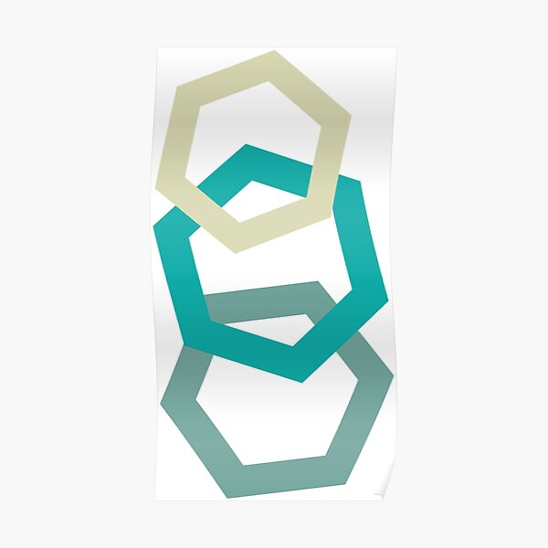 Cold Paper Tri Green Hex Portrait Poster