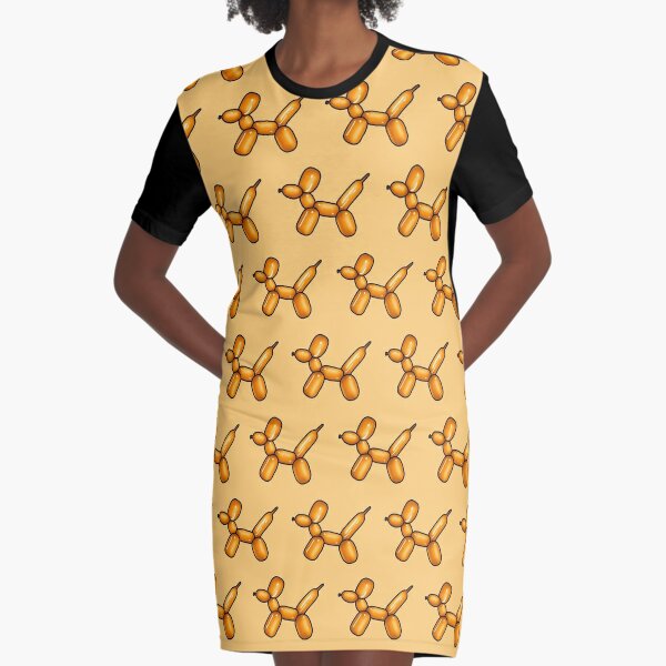 Orange Balloon Animal Graphic T-Shirt Dress