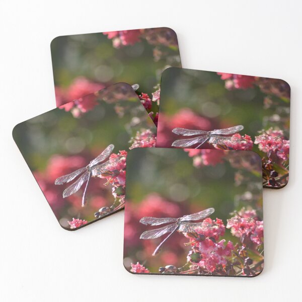 Item preview, Dragonfly on pink Crepe Myrtle designed and sold by garrgirl.