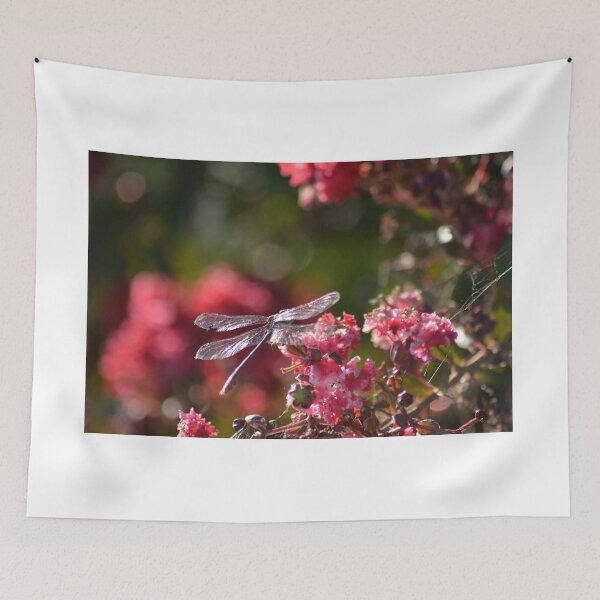 Item preview, Dragonfly on pink Crepe Myrtle designed and sold by garrgirl.