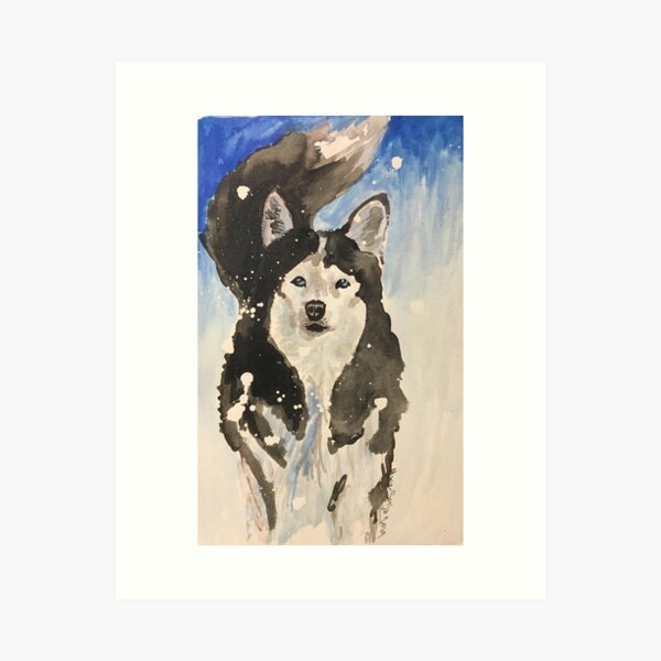 PHOTO PAINTING CUTE PUPPY DOG WINTER SNOW LARGE ART PRINT POSTER LF1687 