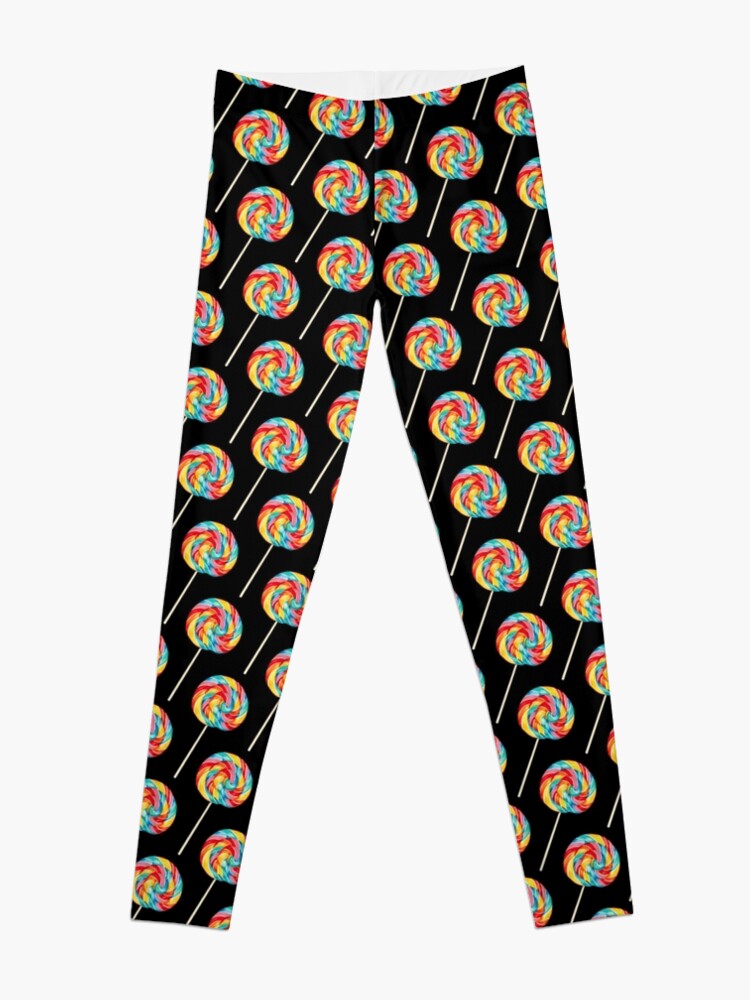 Alternate view of Rainbow Lollipop Pattern - Black Leggings