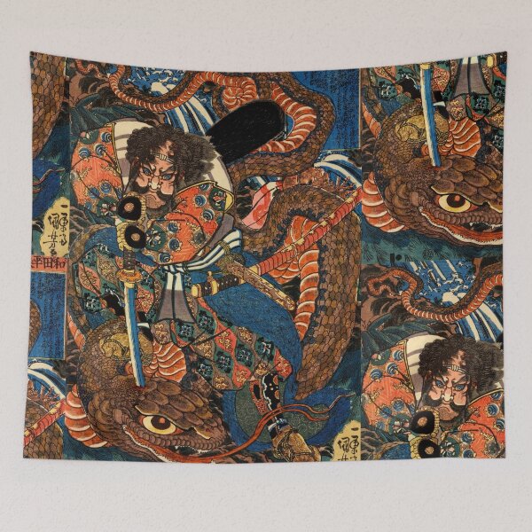 Item preview,  Utagawa Kuniyoshi: Japanese samurai killing a huge python designed and sold by Madjack Tees Kiwi SuperStore.
