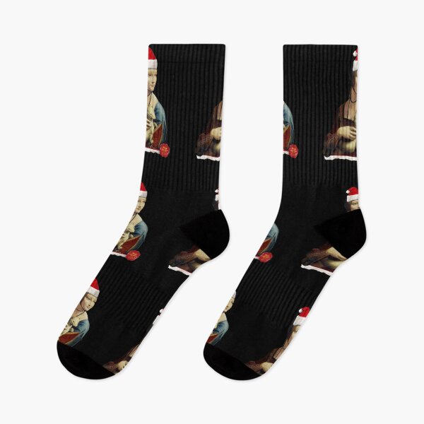 Item preview, Christmas Lady with an Ermine by Leonardo da Vinci Pop Art Style (ACCI) Black designed and sold by VanyssaGraphics.