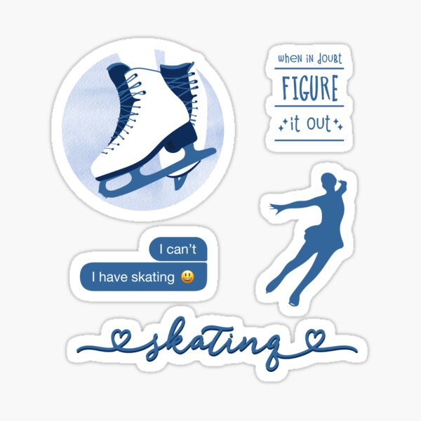 Blue Watercolor Ice Skater, Figure Skating Sticker Pack Sticker