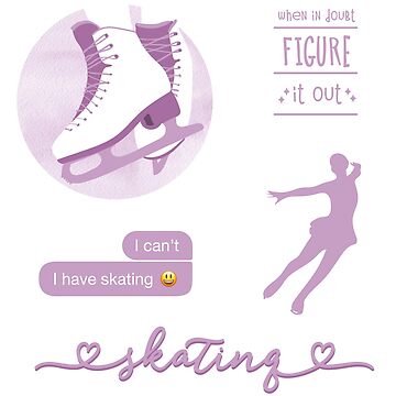 Watercolor Ice Skater, Figure Skates in Black and White Sticker for Sale  by The-Goods