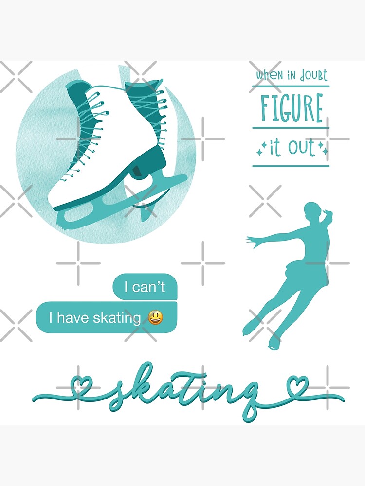 Teal Watercolor Ice Skater, Figure Skating Sticker Pack Poster for Sale by  The-Goods