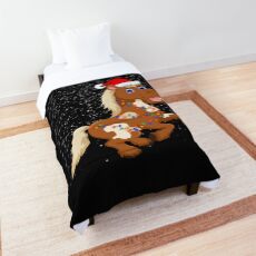 Horse Santa Hat _ Lights Equestrian Mare Owner Christmas Comforter