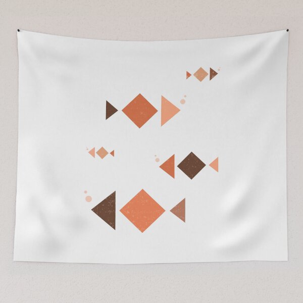 Item preview, Modern Geometric Abstract - Triangles - Terracotta Series - School Of Fish - Minimal Art - Brown designed and sold by Studio Grafiikka.