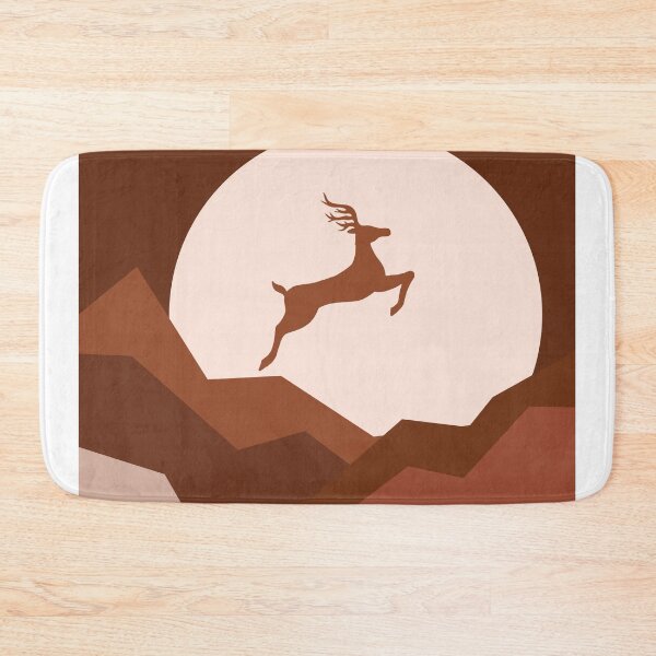 Item preview, Reindeer Jumping Over The Hills - Christmas Reindeer And Moon - Terracotta Art - Nature Abstract designed and sold by Studio Grafiikka.