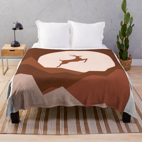 Item preview, Reindeer Jumping Over The Hills - Christmas Reindeer And Moon - Terracotta Art - Nature Abstract designed and sold by Studio Grafiikka.