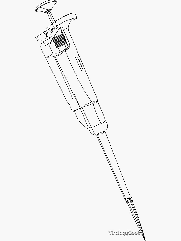 Thumbnail 3 of 3, Sticker, Pipette (Black Line Art) designed and sold by VirologyGeek.