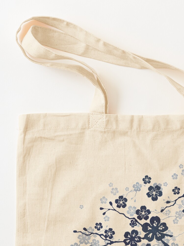 Alternate view of Navy and white cherry blossom pattern Tote Bag