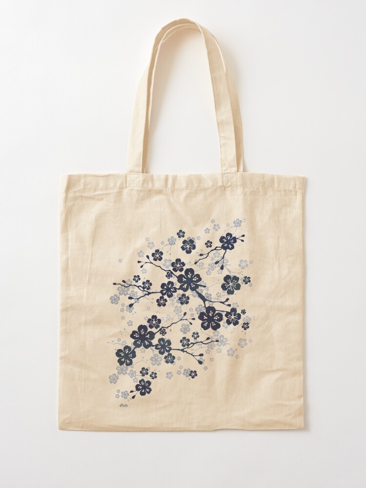 Alternate view of Navy and white cherry blossom pattern Tote Bag