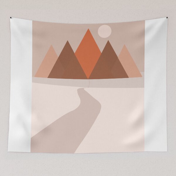 Item preview, Modern Abstract Geometric Mountains - Nature Abstract - Terracotta Brown - Landscape designed and sold by Studio Grafiikka.