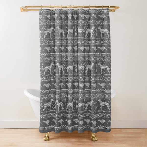Ugly Christmas sweater dog edition - Greyhound/Whippet/Italian Greyhound Shower Curtain