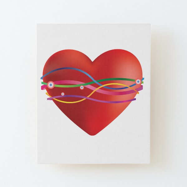 Ribbon Heart Wood Mounted Print