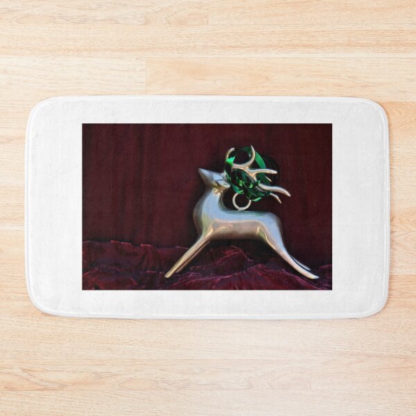 Item preview, Christmas:  Silver Reindeer Floating on a Deep Red Tree Skirt designed and sold by Jen Waltmon.