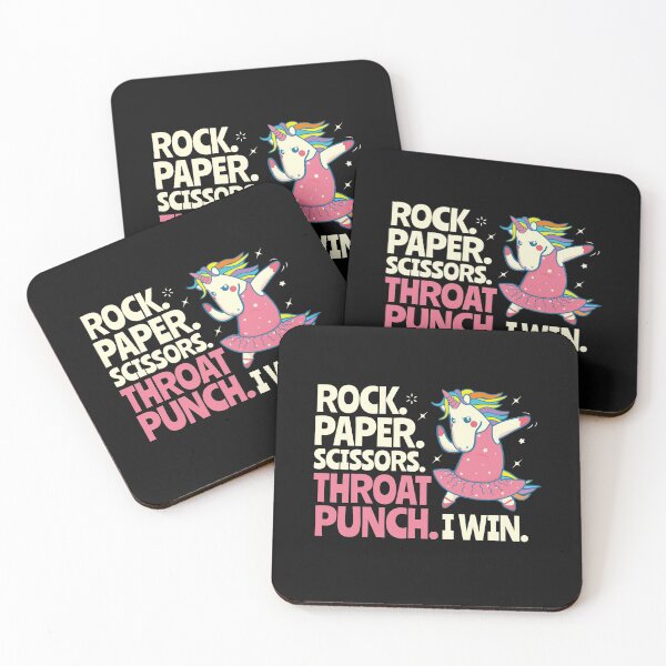 Item preview, Rock Paper Scissors Throat Punch I Win Dancing Pink Unicorn Joke Quote designed and sold by alenaz.
