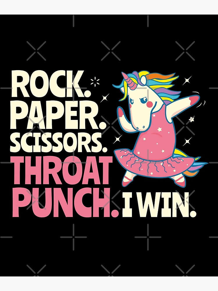 Rock Paper Scissors Throat Punch I Win Unicorn Dancing T-Shirt