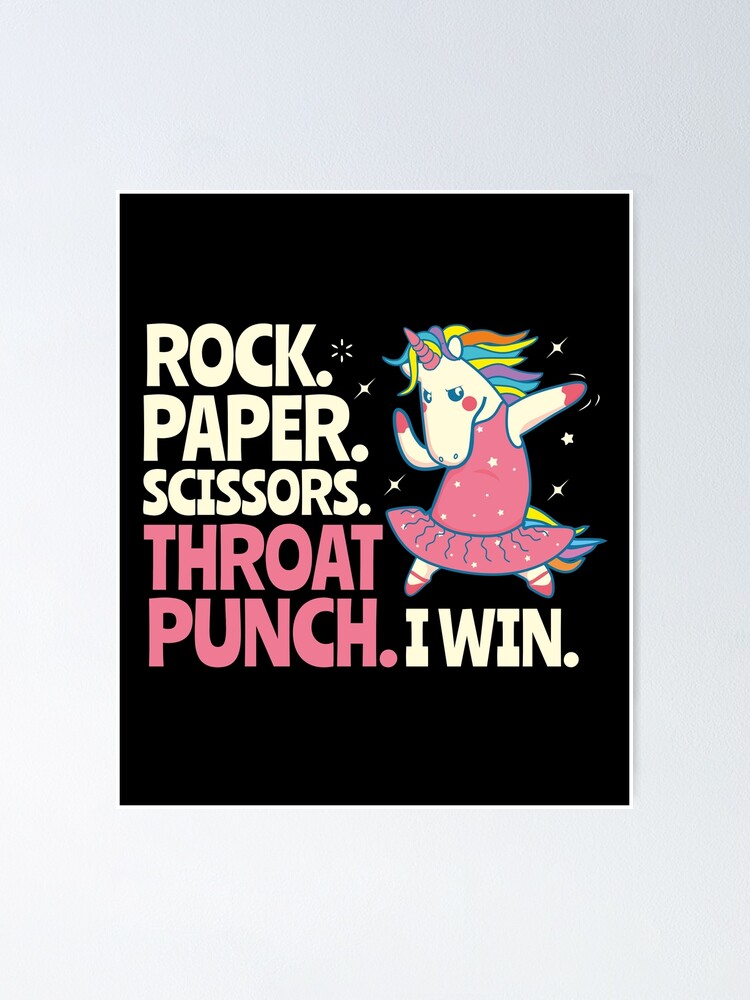 Rock Paper Scissors Throat Punch I Win Unicorn Dancing T-Shirt