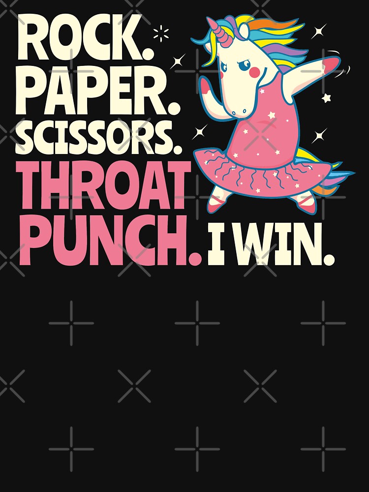 Rock Paper Scissors Throat Punch I Win Unicorn Dancing T-Shirt